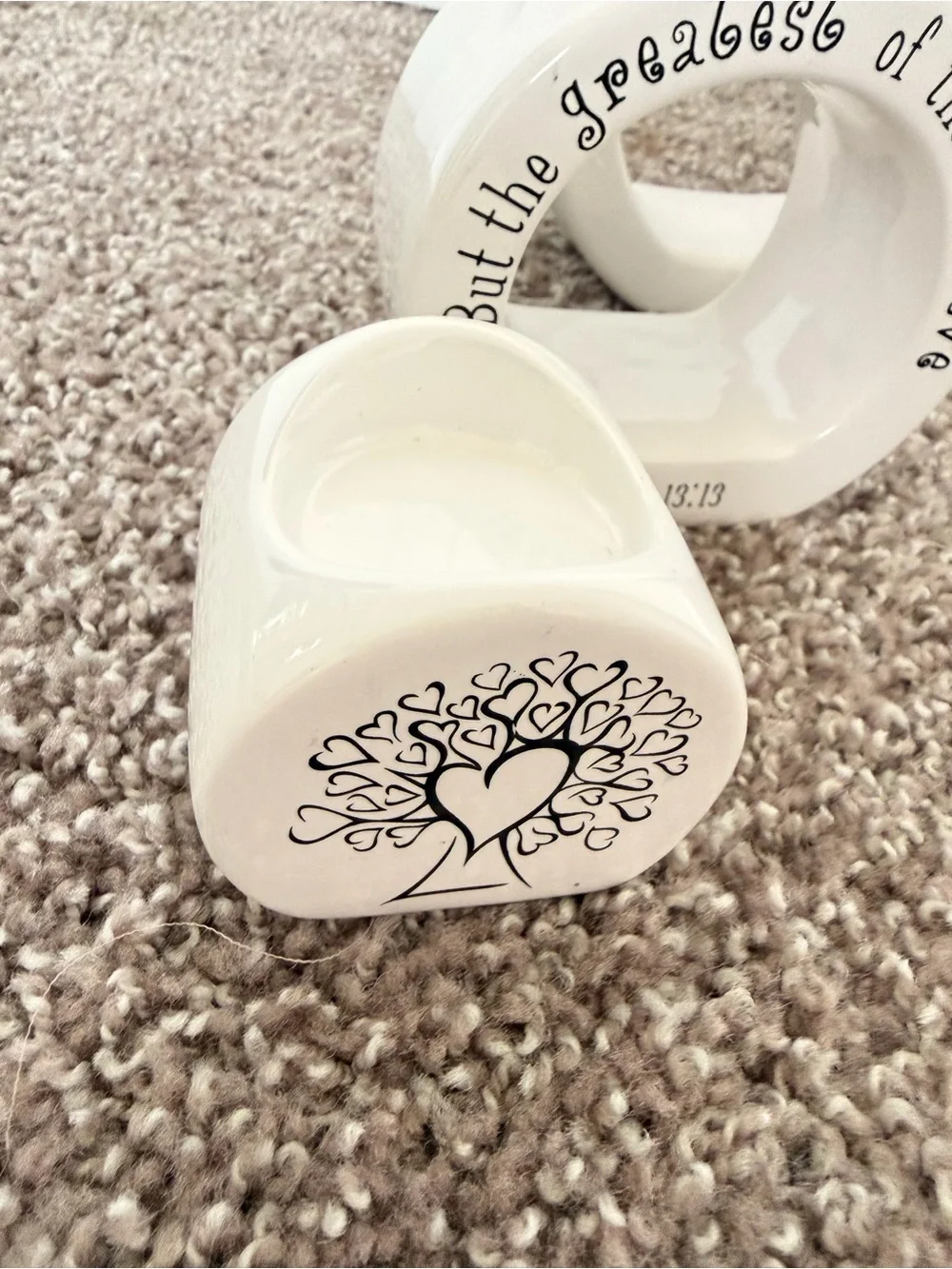 Faith Hope Love White Ceramic Nesting Candle Holders - Set of 3